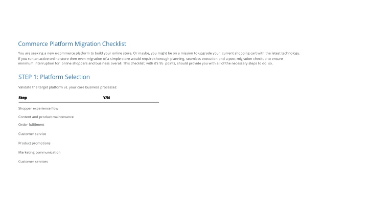 Comprehensive E-commerce Platform Migration Checklist