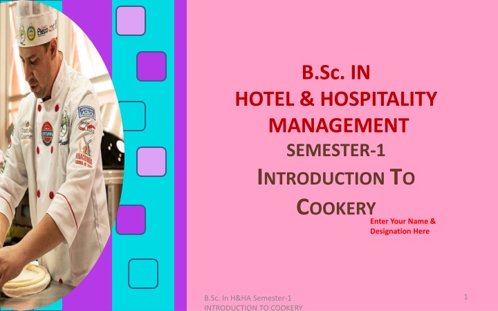 Introduction to Cookery in B.Sc. Hotel & Hospitality Management Semester-1