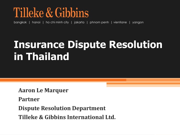 Insurance Dispute Resolution in Thailand: Overview and Procedures