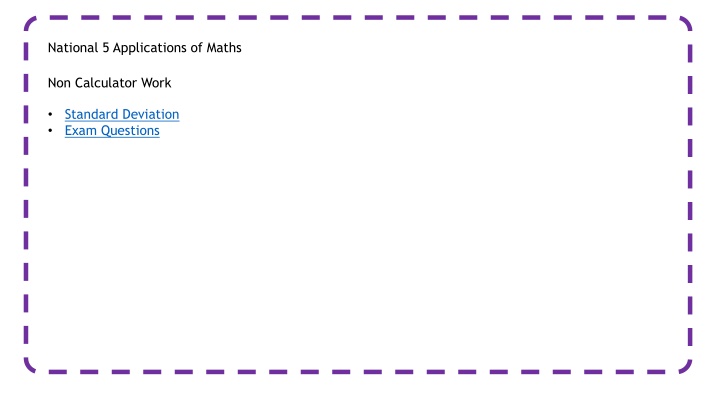 Standard Deviation in National 5 Mathematics