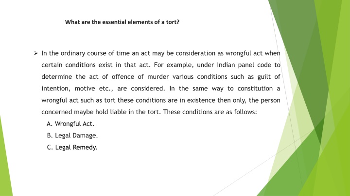 Essential Elements of a Tort in Indian Law