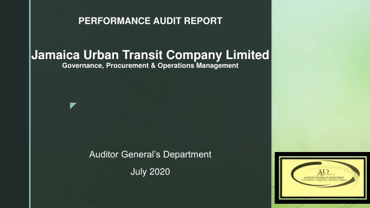 Performance Audit Report on Jamaica Urban Transit Company Ltd.