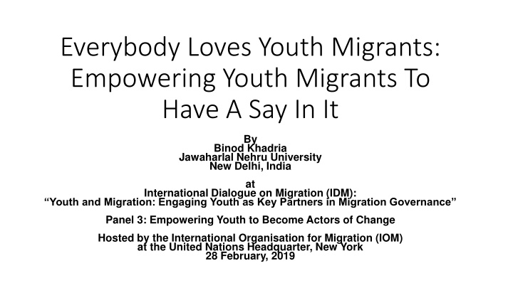 Empowering Youth Migrants: Challenges and Innovations in Global Migration Governance
