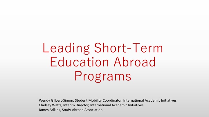 Faculty-Led Short-Term Study Abroad Programs