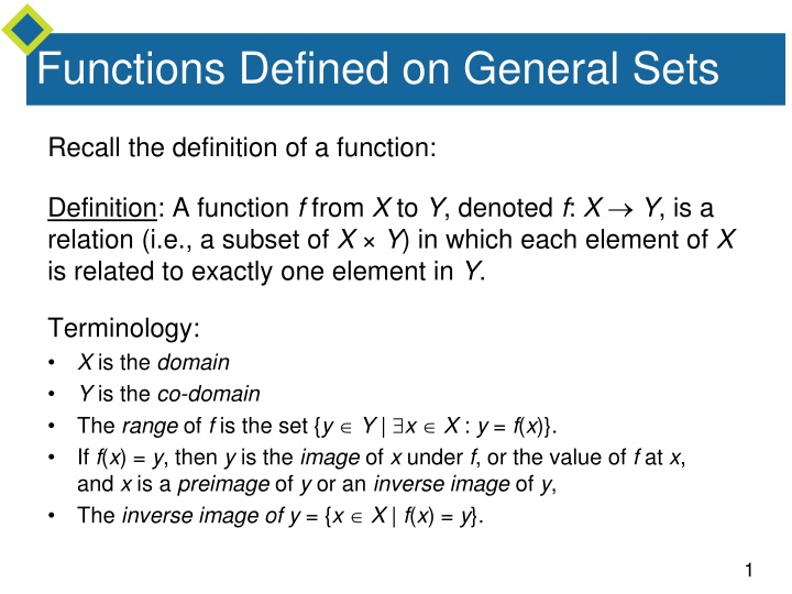 Functions: Definitions and Arrow Diagrams