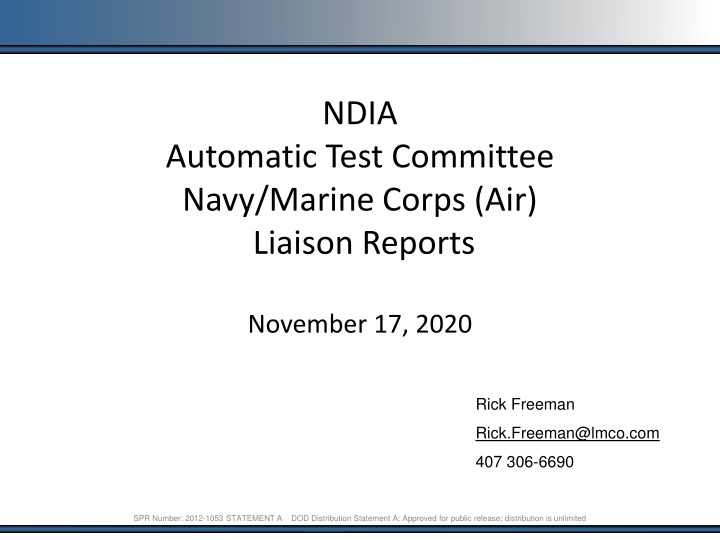 Update on NDIA Automatic Test Committee Navy/Marine Corps Liaison Reports