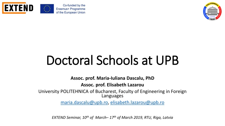 Overview of Doctoral Schools at UPB and Statistics