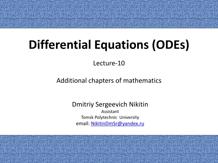 Ordinary Differential Equations (ODEs) in Mathematics