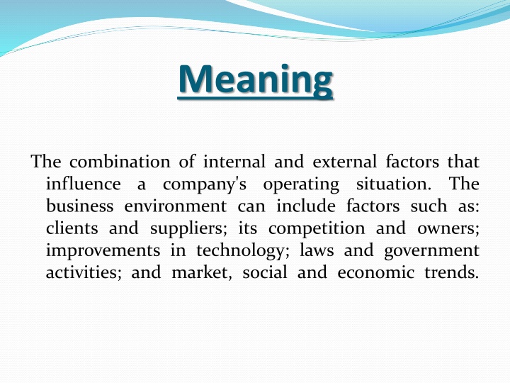 Business Environment: Internal and External Factors