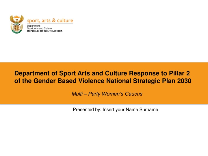 Department of Sport, Arts, and Culture Response to Gender-Based Violence National Strategic Plan 2030