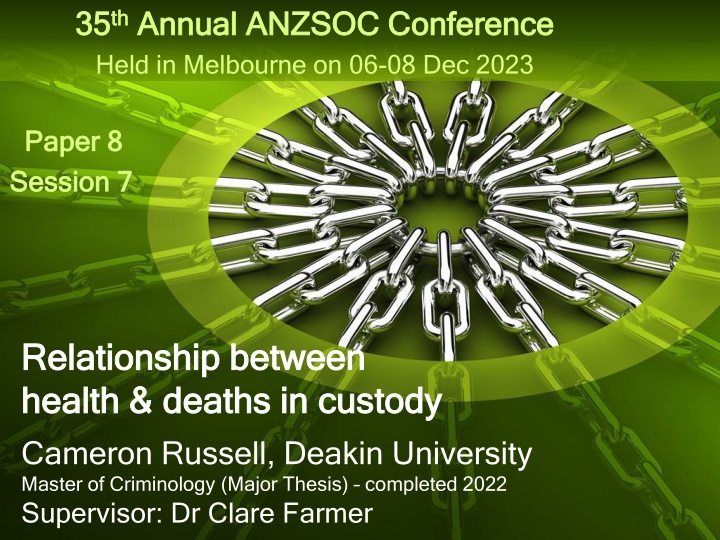 Relationship Between Health and Deaths in Custody in Australia