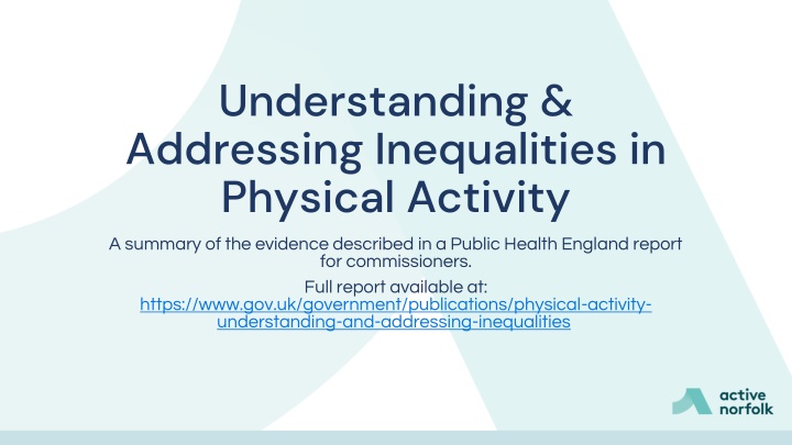 Addressing Inequalities in Physical Activity: Summary of Evidence
