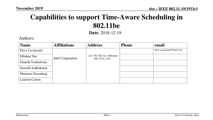 Time-Aware Scheduling Capabilities in IEEE 802.11be