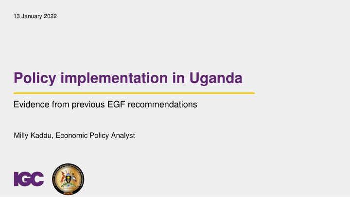 Policy Implementation in Uganda: Evidence and Challenges
