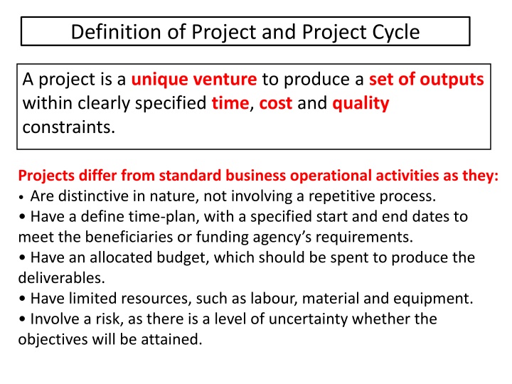 Project Development and Cycle