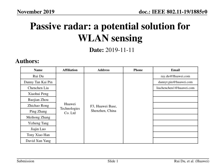 Passive Radar for WLAN Sensing in Indoor Scenarios