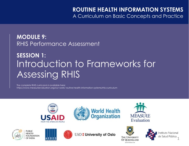 RHIS Performance Assessment Frameworks