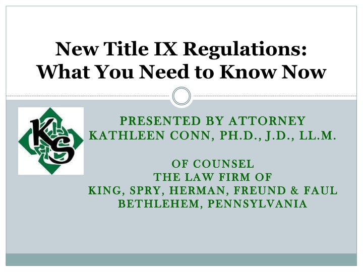New Title IX Regulations: Key Points Discussed by Attorney Kathleen Conn