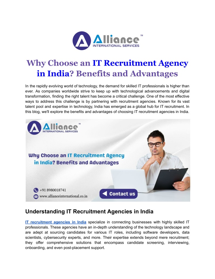 why choose an it recruitment agency in india n.w