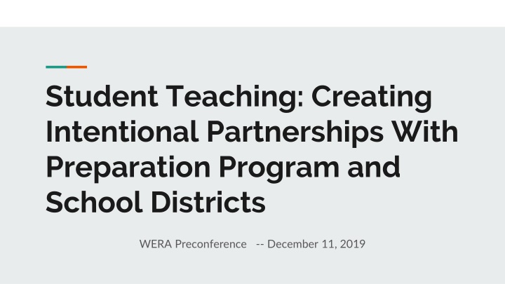 Intentional Partnerships in Student Teaching Programs