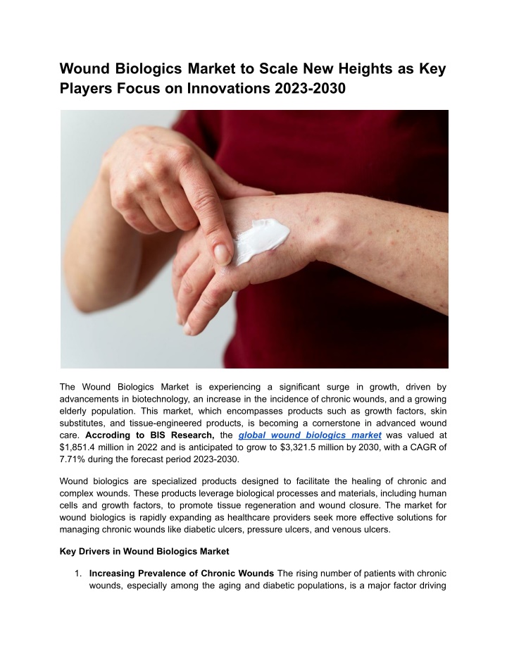 wound biologics market to scale new heights n.w
