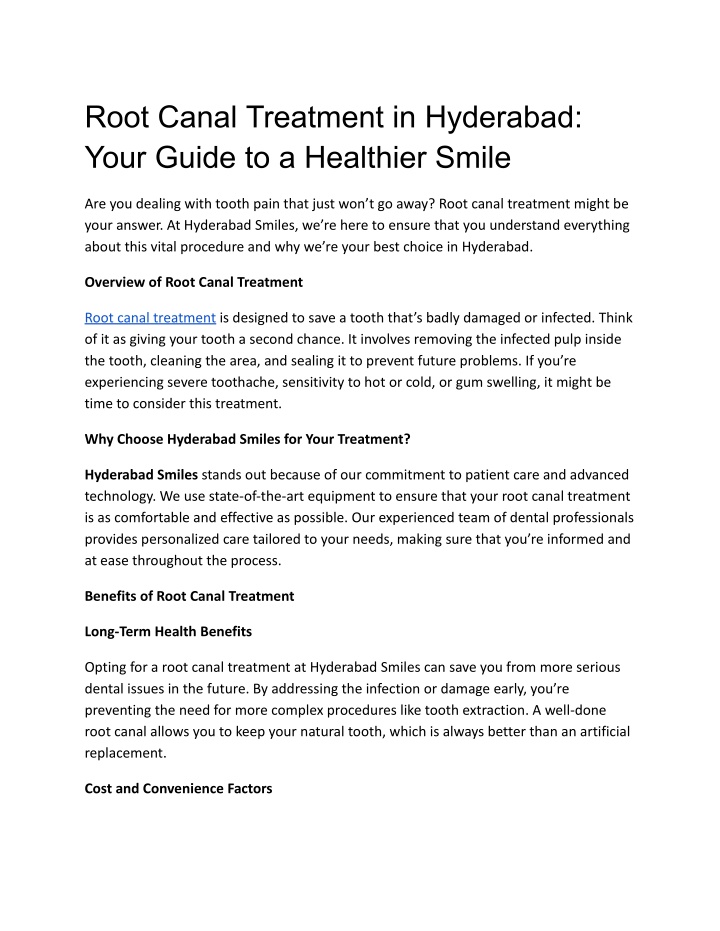 root canal treatment in hyderabad your guide n.w