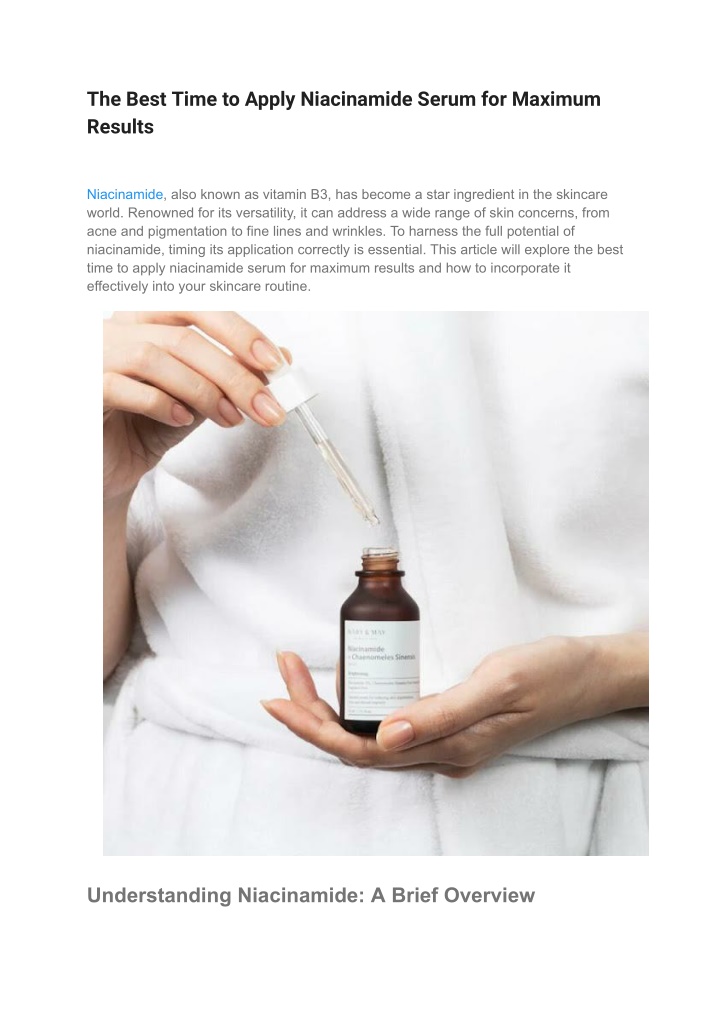the best time to apply niacinamide serum n.w
