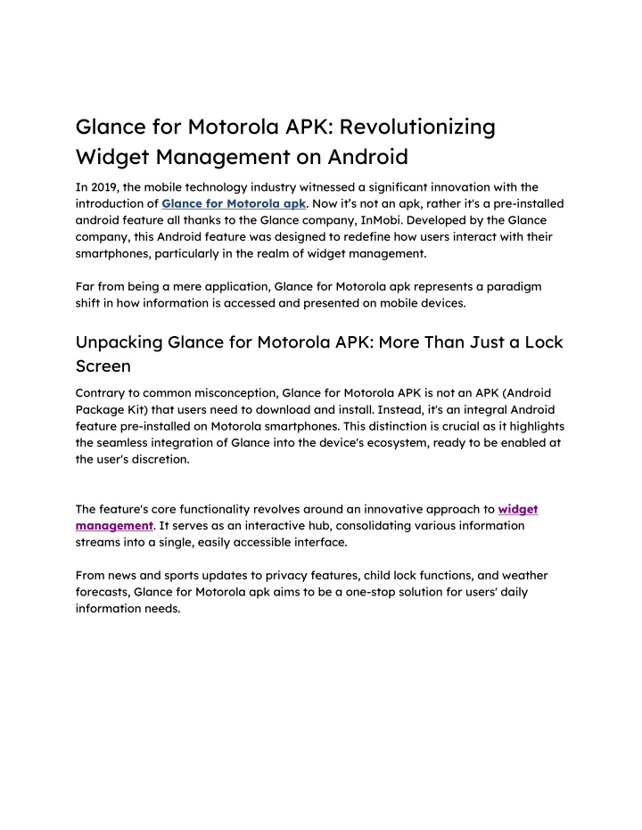 glance for motorola apk revolutionizing widget n.w