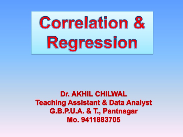 Correlation and Regression in Data Analysis
