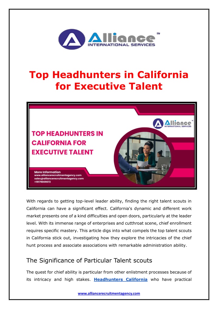 top headhunters in california for executive talent n.w