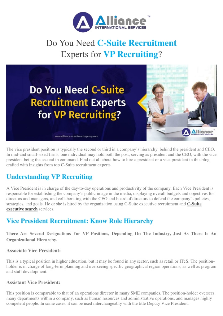 do you need c suite recruitment experts n.w