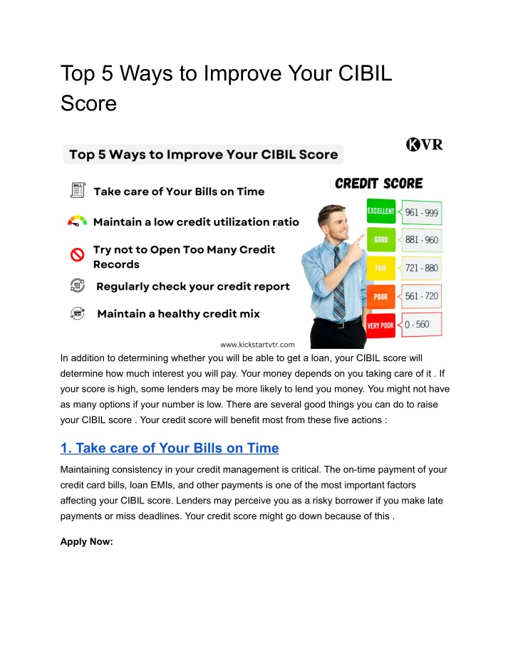 top 5 ways to improve your cibil score n.w