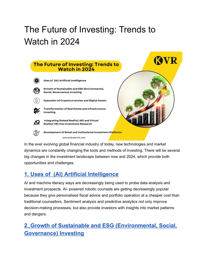 the future of investing trends to watch in 2024 n.w