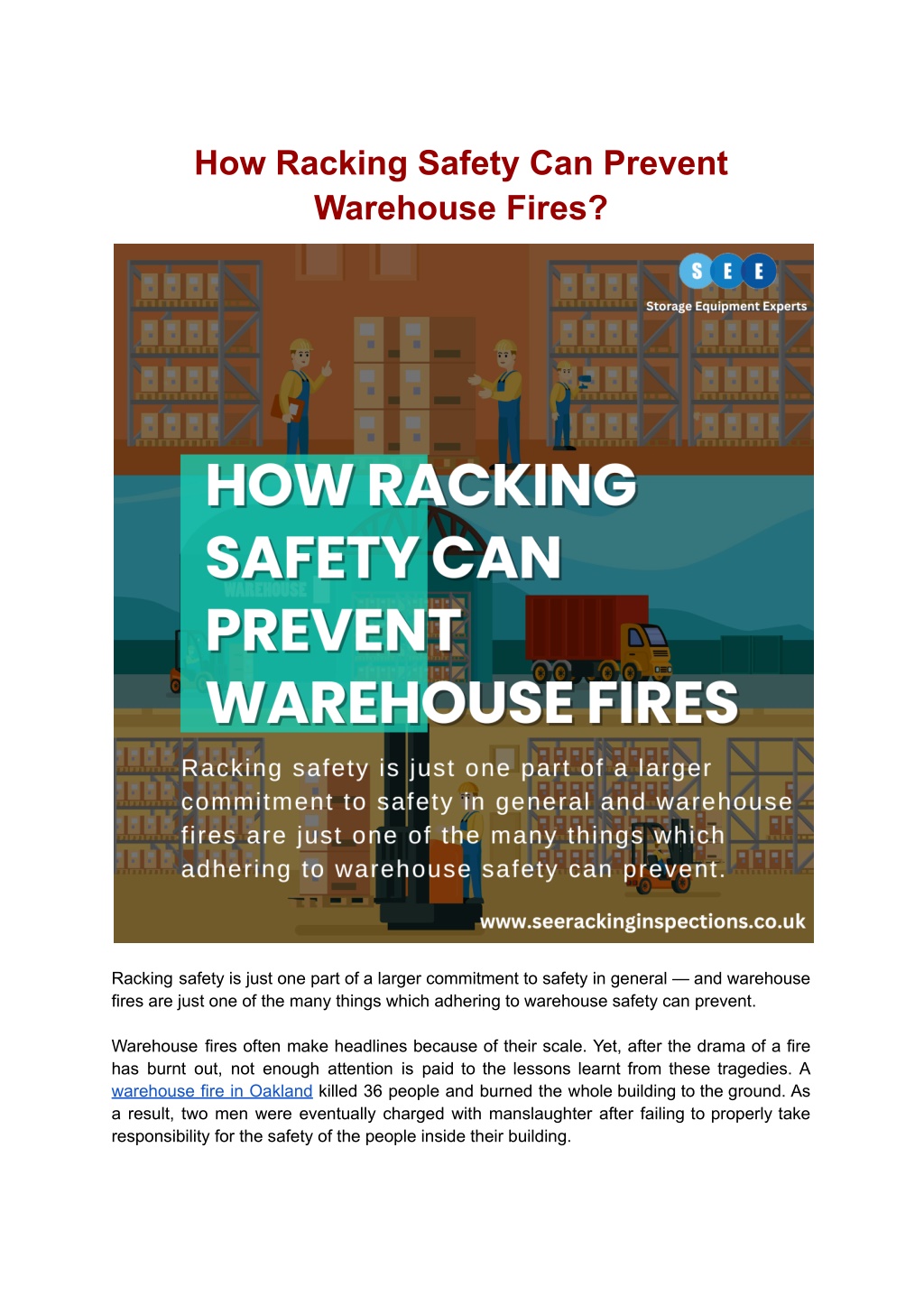 how racking safety can prevent warehouse fires l.w