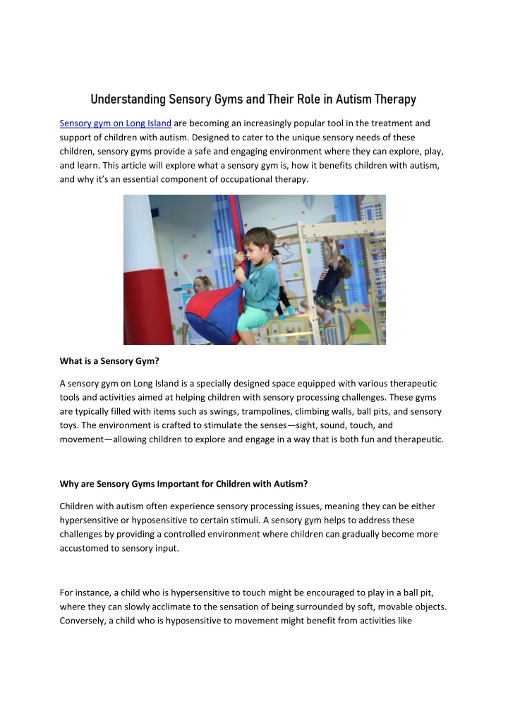 understanding sensory gyms and their role n.w