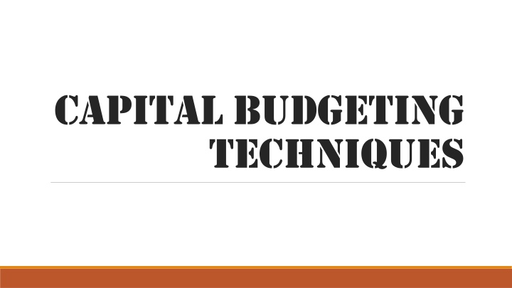 Capital Budgeting Techniques