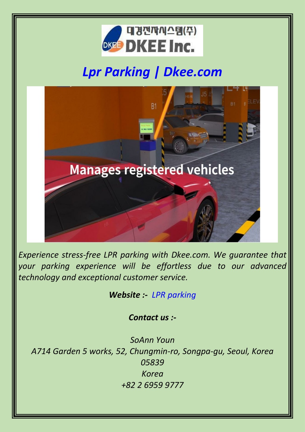 lpr parking dkee com l.w