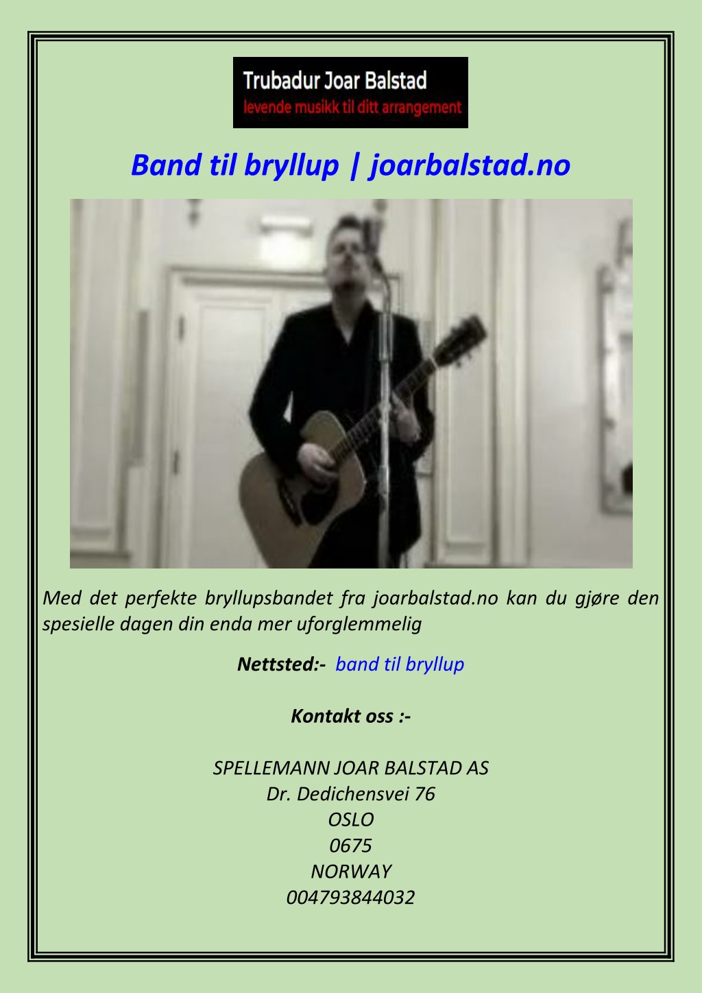 band til bryllup joarbalstad no l.w