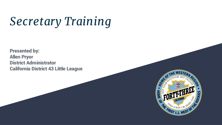 Little League Secretary Training Overview
