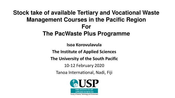 Overview of Tertiary and Vocational Waste Management Courses in the Pacific Region