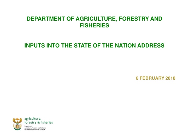 Agriculture, Forestry, and Fisheries: State of the Nation Address 2018 Review