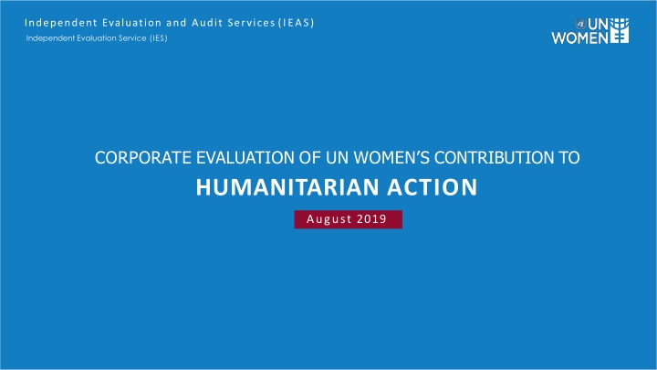 Corporate Evaluation of UN Women's Contribution to Humanitarian Action