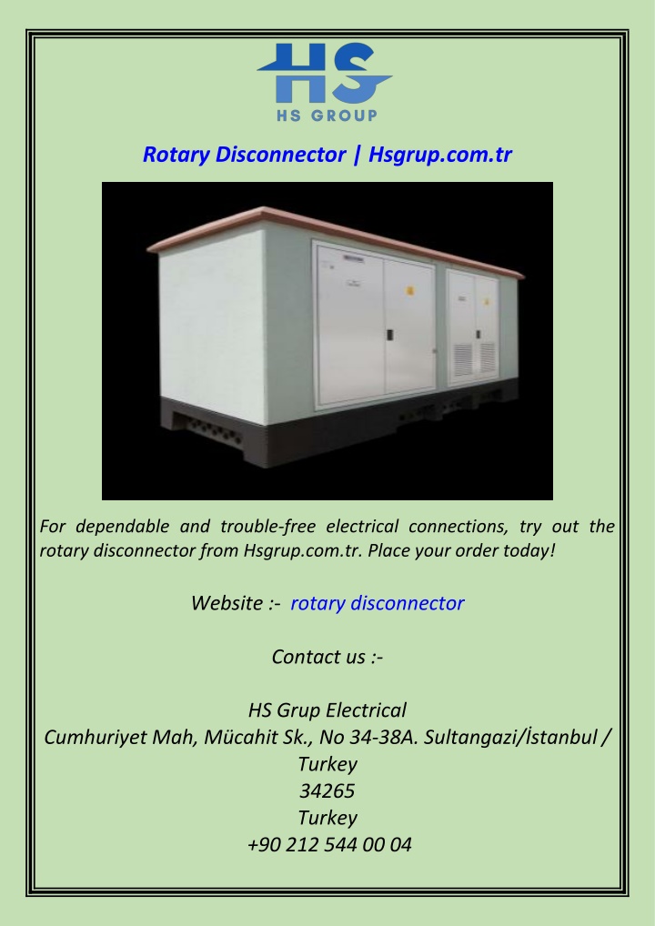 rotary disconnector hsgrup com tr n.w