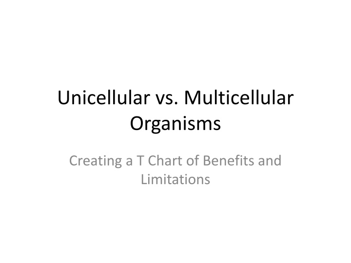 Unicellular vs. Multicellular Organisms: A Comparative Analysis