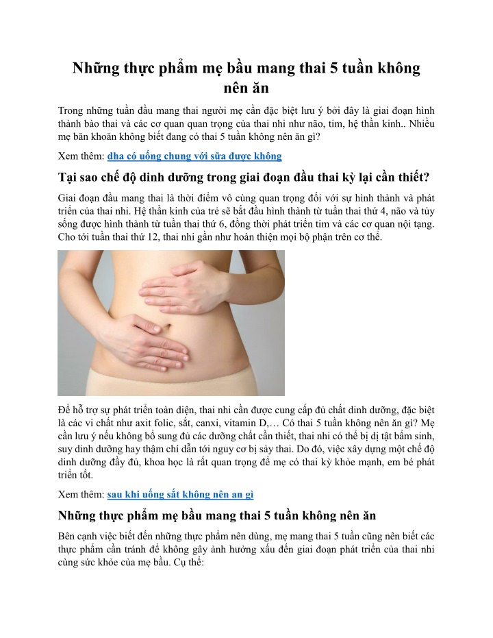 nh ng th c ph m m b u mang thai 5 tu n kh ng n n n n.w