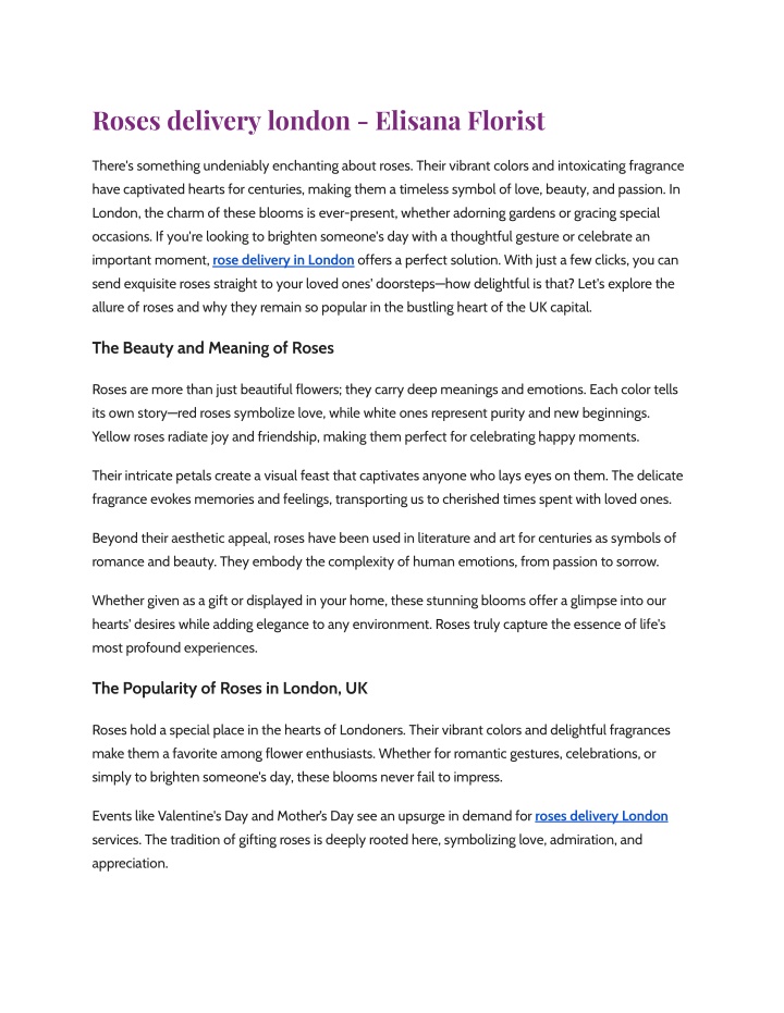 roses delivery london elisana florist n.w