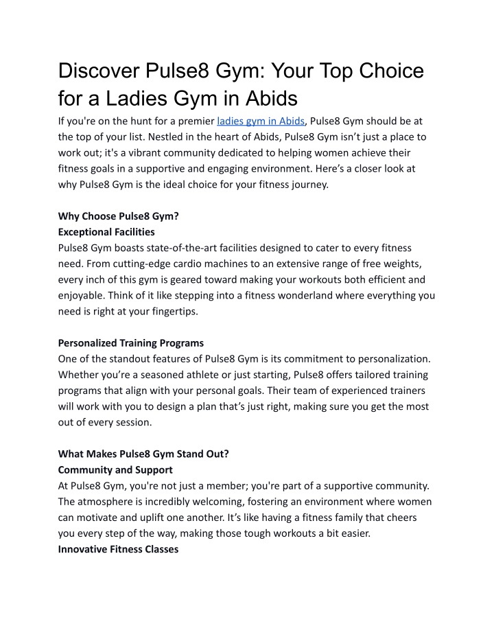 discover pulse8 gym your top choice for a ladies n.w