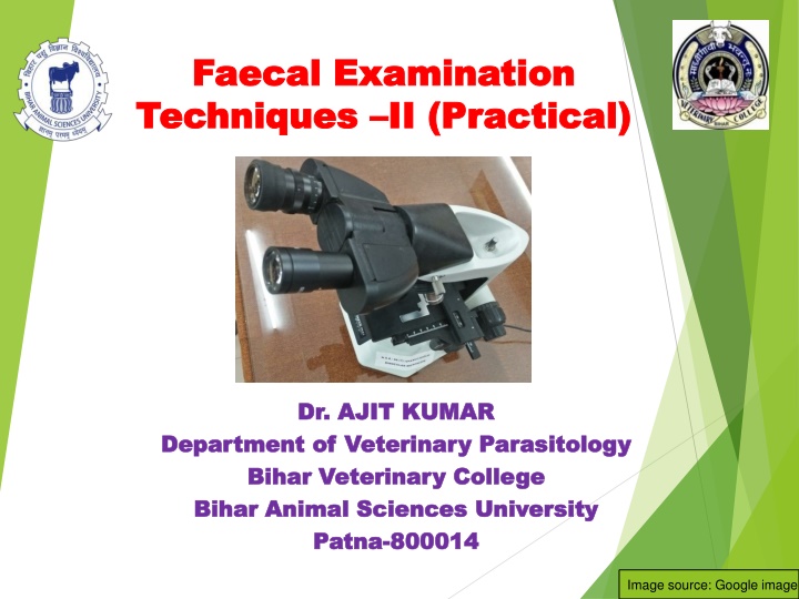 Faecal Examination Techniques in Veterinary Parasitology at Bihar Animal Sciences University