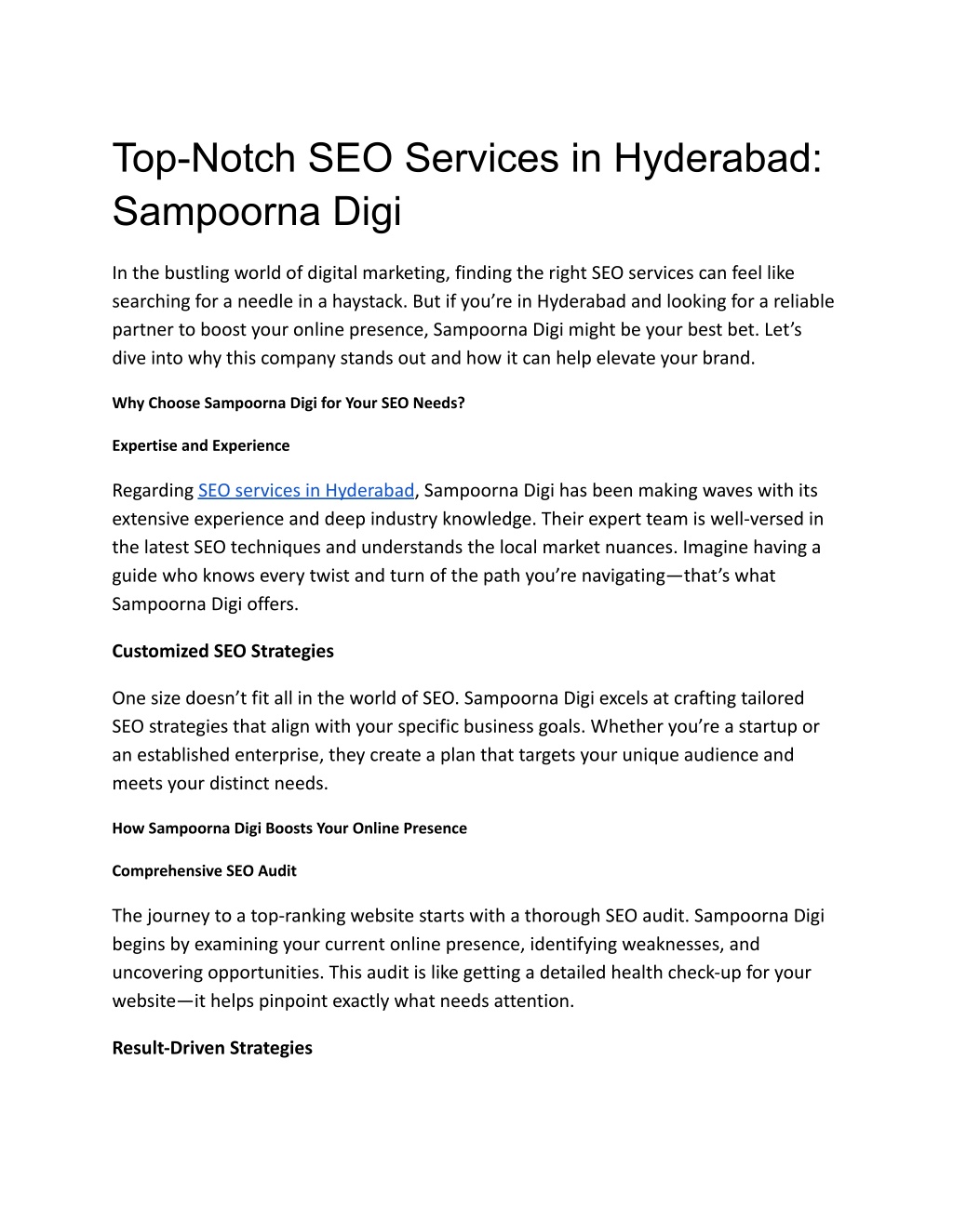 top notch seo services in hyderabad sampoorna digi l.w