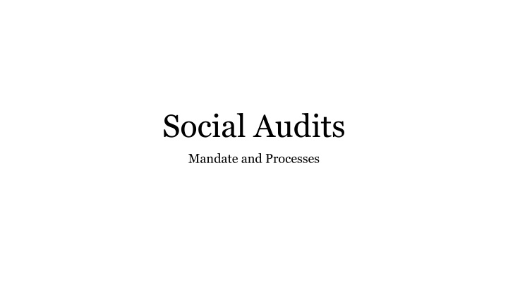 Guidelines for Social Audits under MGNREGA